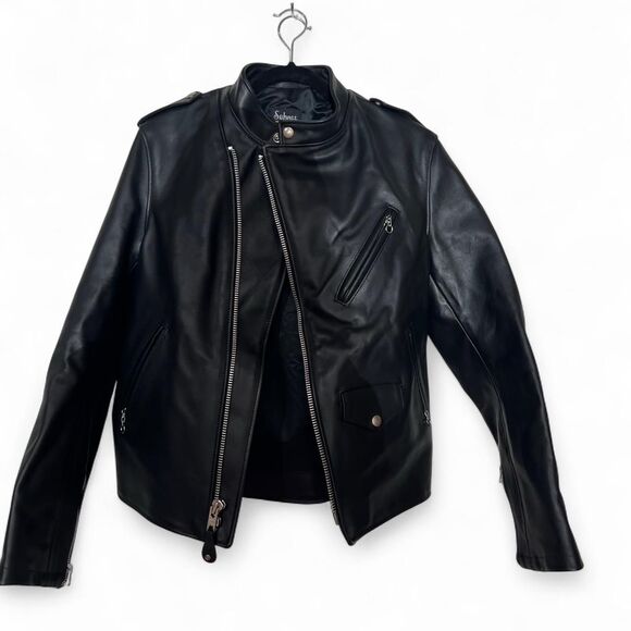 Schott Men's Black Leather Motor Jacket 603USA Cafecto Hybrid Cafe Racer $960 - Picture 1 of 5